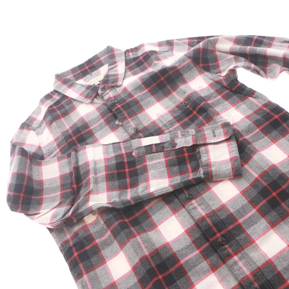 ■ BEAUTY&YOUTH UNITED ARROWS ネルシャツ 長袖 トップス 襟 フロントボタン チェック柄 レディース S 黒 赤系 グレー タグ付き 未使用