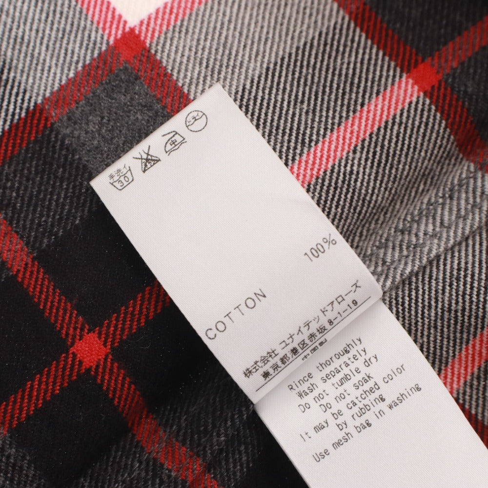 ■ BEAUTY&YOUTH UNITED ARROWS ネルシャツ 長袖 トップス 襟 フロントボタン チェック柄 レディース S 黒 赤系 グレー タグ付き 未使用