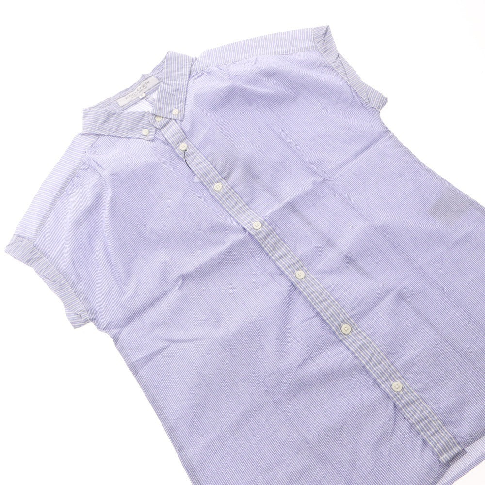 ■ BEAUTY&YOUTH UNITED ARROWS ブラウス 半袖シャツ トップス ストライプ柄 襟 ボタン レディース S コバルトブルー タグ付き 未使用