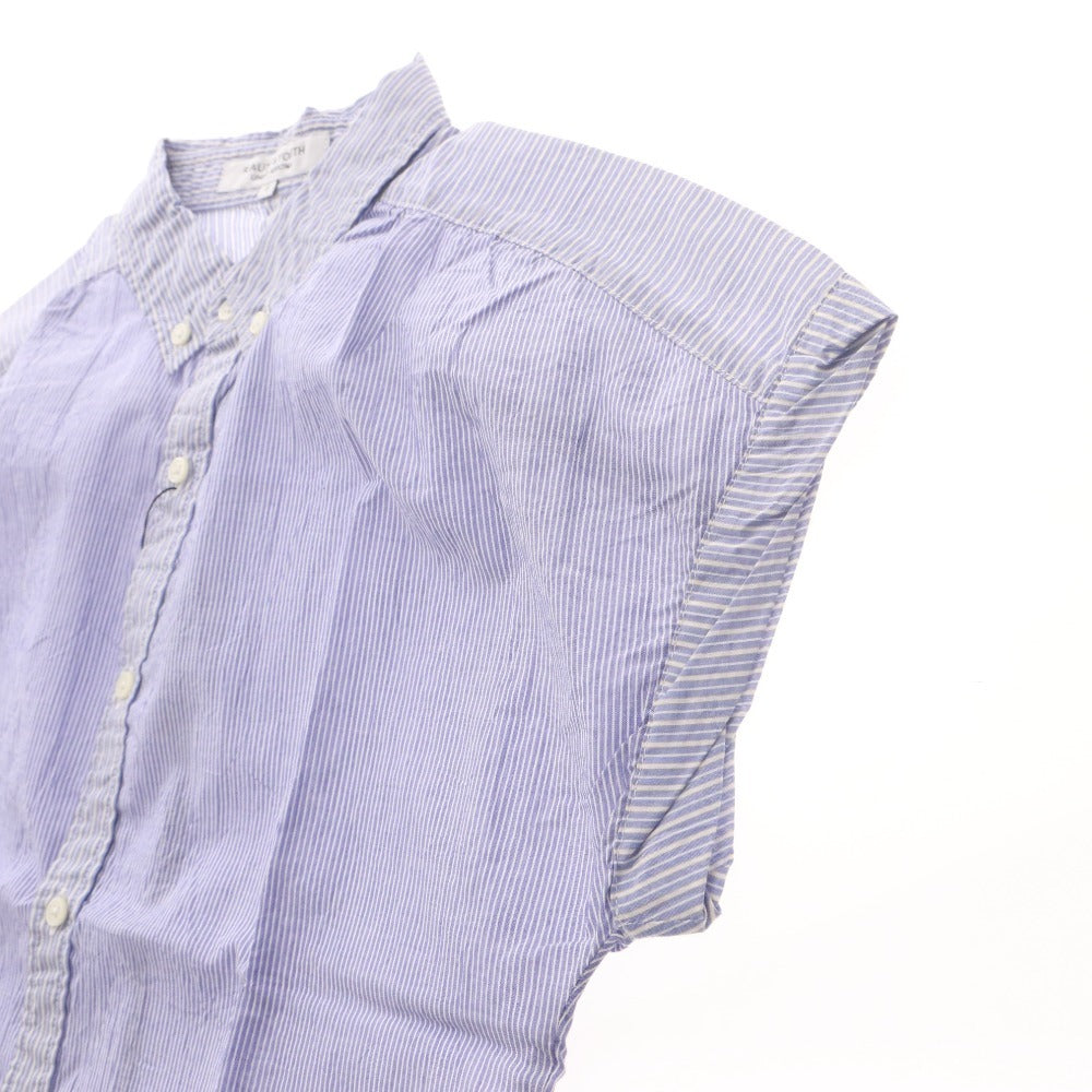 ■ BEAUTY&YOUTH UNITED ARROWS ブラウス 半袖シャツ トップス ストライプ柄 襟 ボタン レディース S コバルトブルー タグ付き 未使用