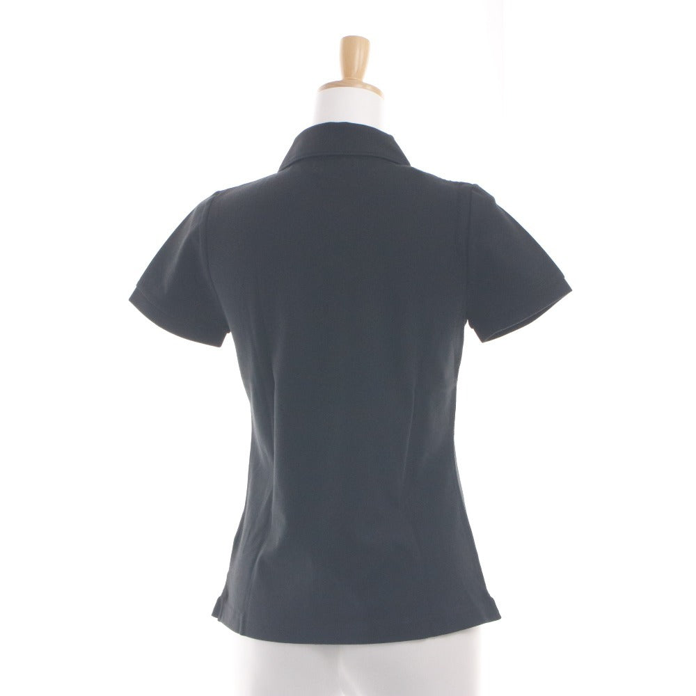 ■ BURBERRY BLUE LABEL ポロシャツ 半袖 トップス 襟 ボタン ロゴ ゴルフウエア可 三陽商会 レディース 38(M相当) 黒 タグ付き 未使用