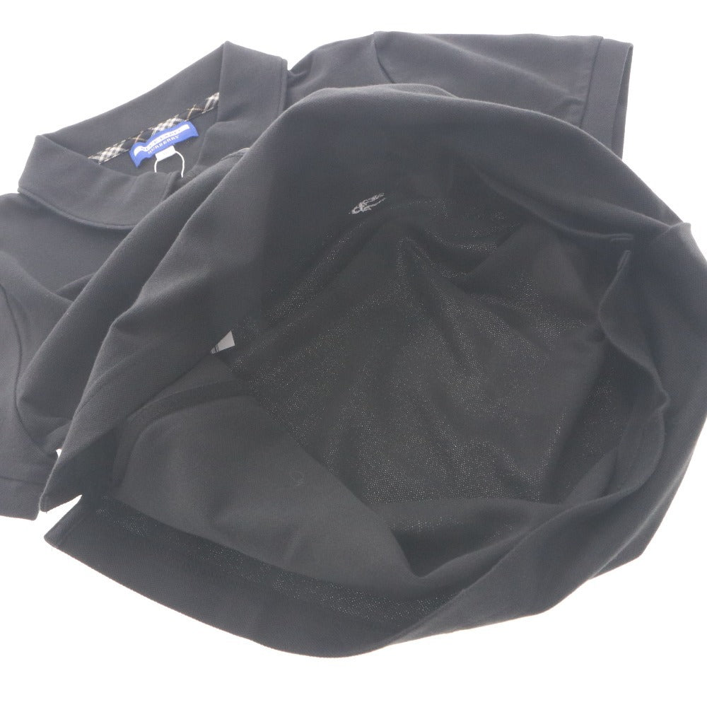 ■ BURBERRY BLUE LABEL ポロシャツ 半袖 トップス 襟 ボタン ロゴ ゴルフウエア可 三陽商会 レディース 38(M相当) 黒 タグ付き 未使用