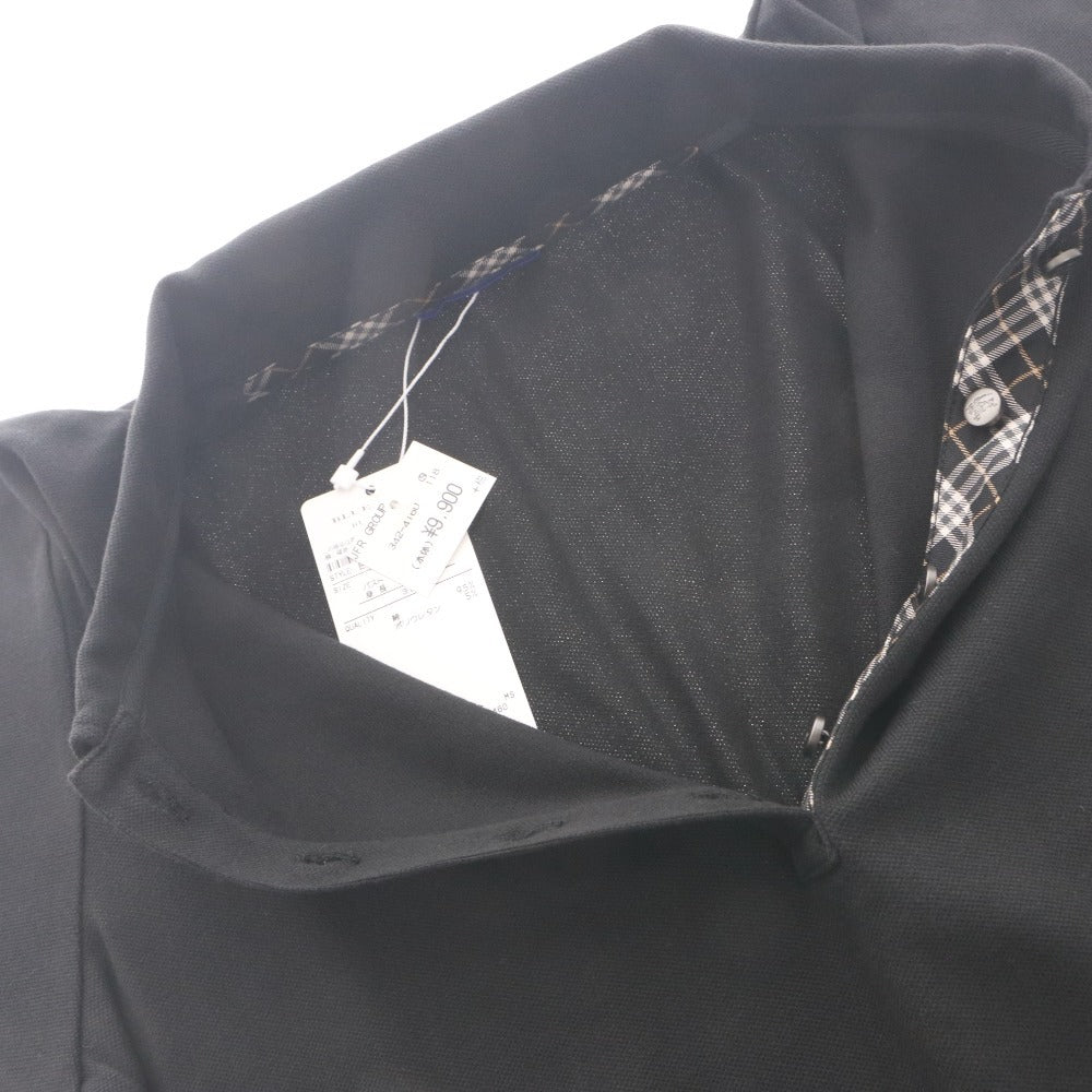 ■ BURBERRY BLUE LABEL ポロシャツ 半袖 トップス 襟 ボタン ロゴ ゴルフウエア可 三陽商会 レディース 38(M相当) 黒 タグ付き 未使用