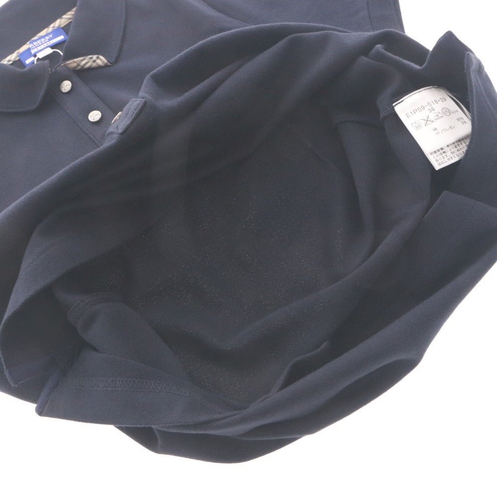 ■ BURBERRY BLUE LABEL ポロシャツ 半袖 トップス 襟裏ノバチェック ゴルフウエア可 三陽商会 レディース 38(M相当) 黒 タグ付き 未使用