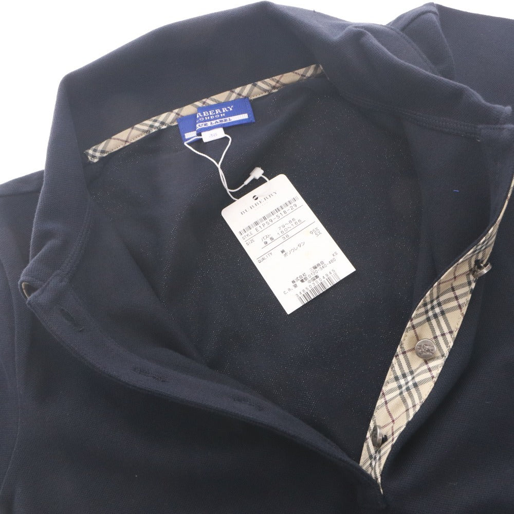 ■ BURBERRY BLUE LABEL ポロシャツ 半袖 トップス 襟裏ノバチェック ゴルフウエア可 三陽商会 レディース 38(M相当) 黒 タグ付き 未使用