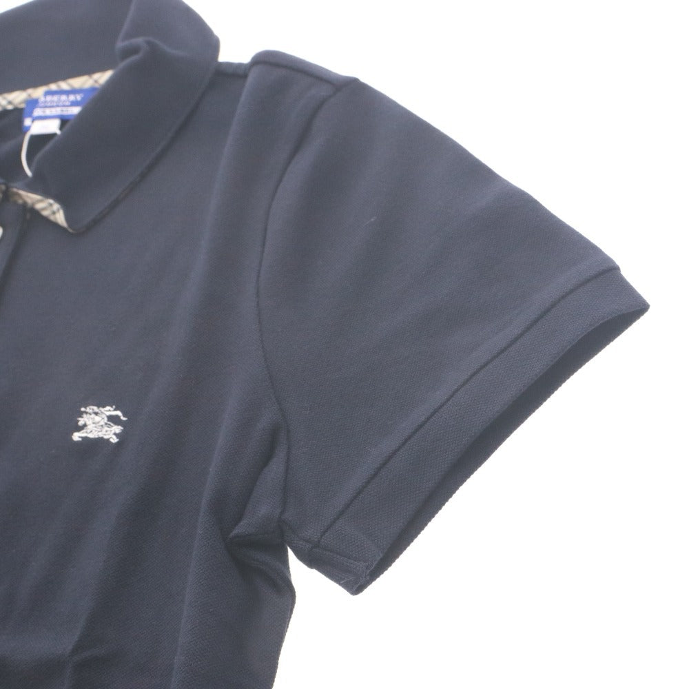 ■ BURBERRY BLUE LABEL ポロシャツ 半袖 トップス 襟裏ノバチェック ゴルフウエア可 三陽商会 レディース 38(M相当) 黒 タグ付き 未使用