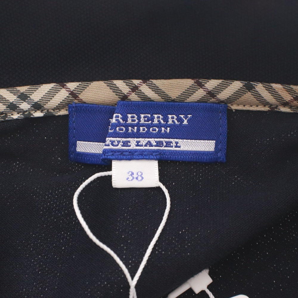 ■ BURBERRY BLUE LABEL ポロシャツ 半袖 トップス 襟裏ノバチェック ゴルフウエア可 三陽商会 レディース 38(M相当) 黒 タグ付き 未使用