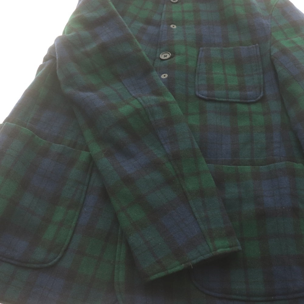 ■ FWK Engineered Garments ジャケット 長袖 アウター チェック柄 ボタン 襟 アメリカ製 メンズ 1 (S相当) 黒 ネイビー系 ダークグリーン