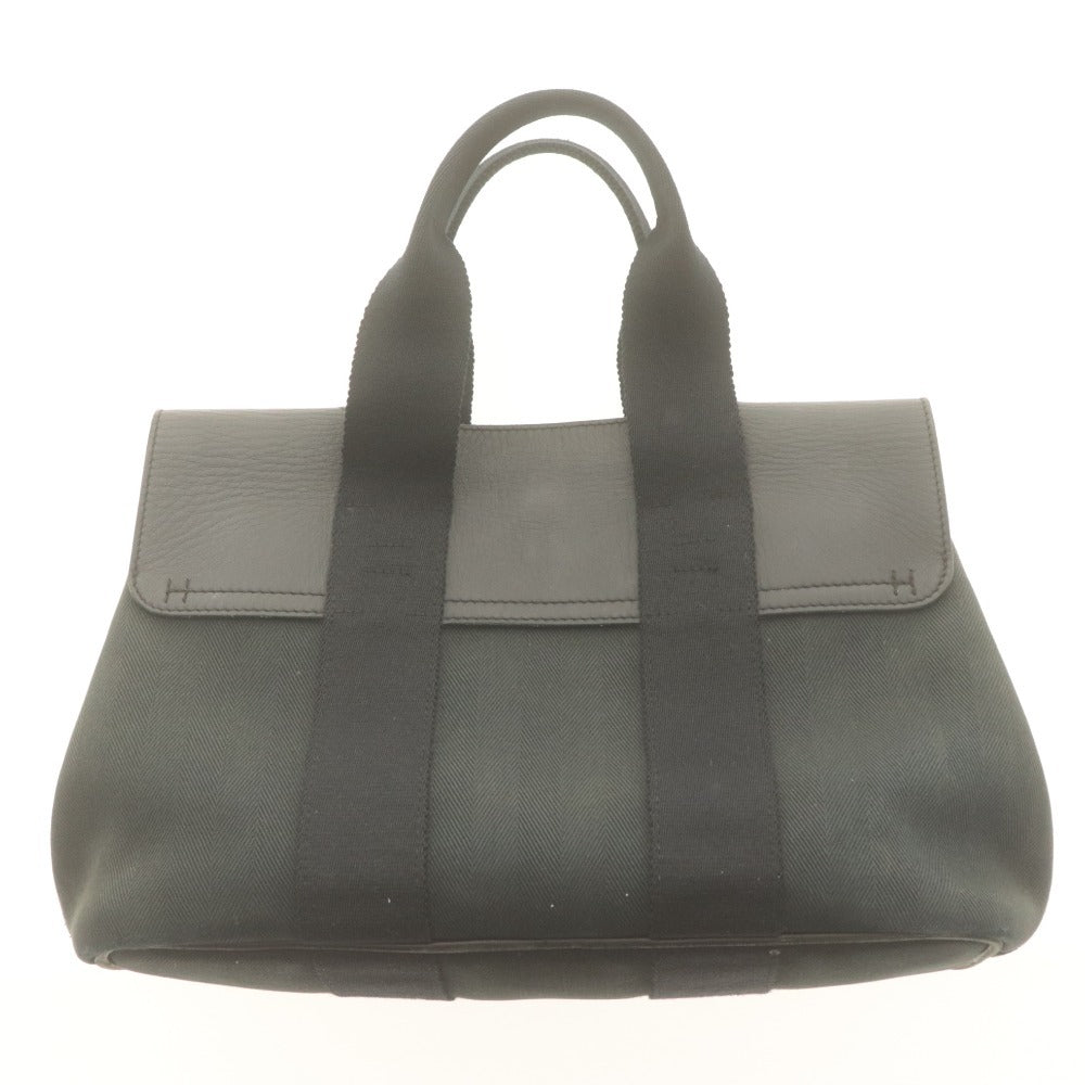 ■ HERMES Hermes Handbag Valparaiso PM Model Bag Tote Canvas Leather Women's Black Gray Khaki Gray No Pouch