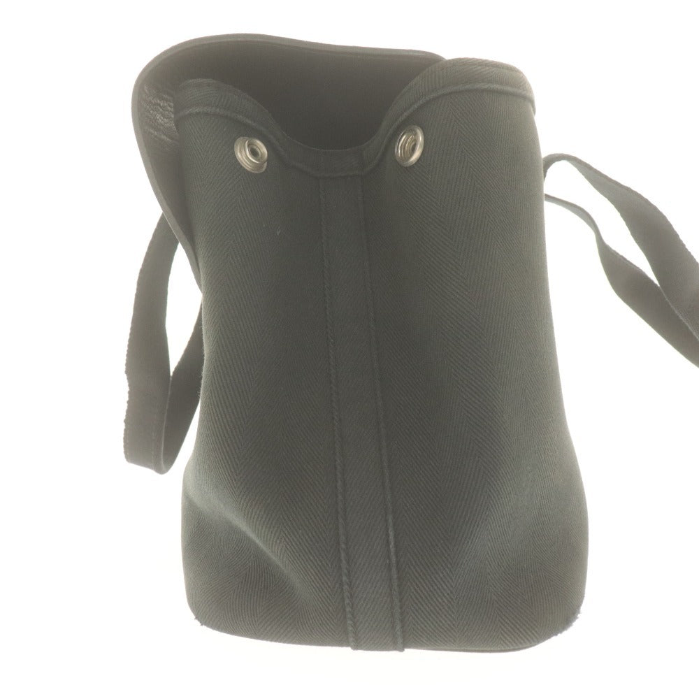 ■ HERMES Hermes Handbag Valparaiso PM Model Bag Tote Canvas Leather Women's Black Gray Khaki Gray No Pouch