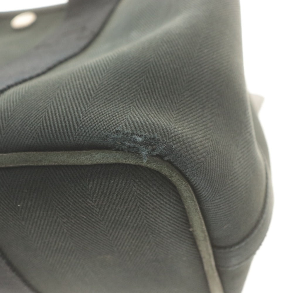 ■ HERMES Hermes Handbag Valparaiso PM Model Bag Tote Canvas Leather Women's Black Gray Khaki Gray No Pouch