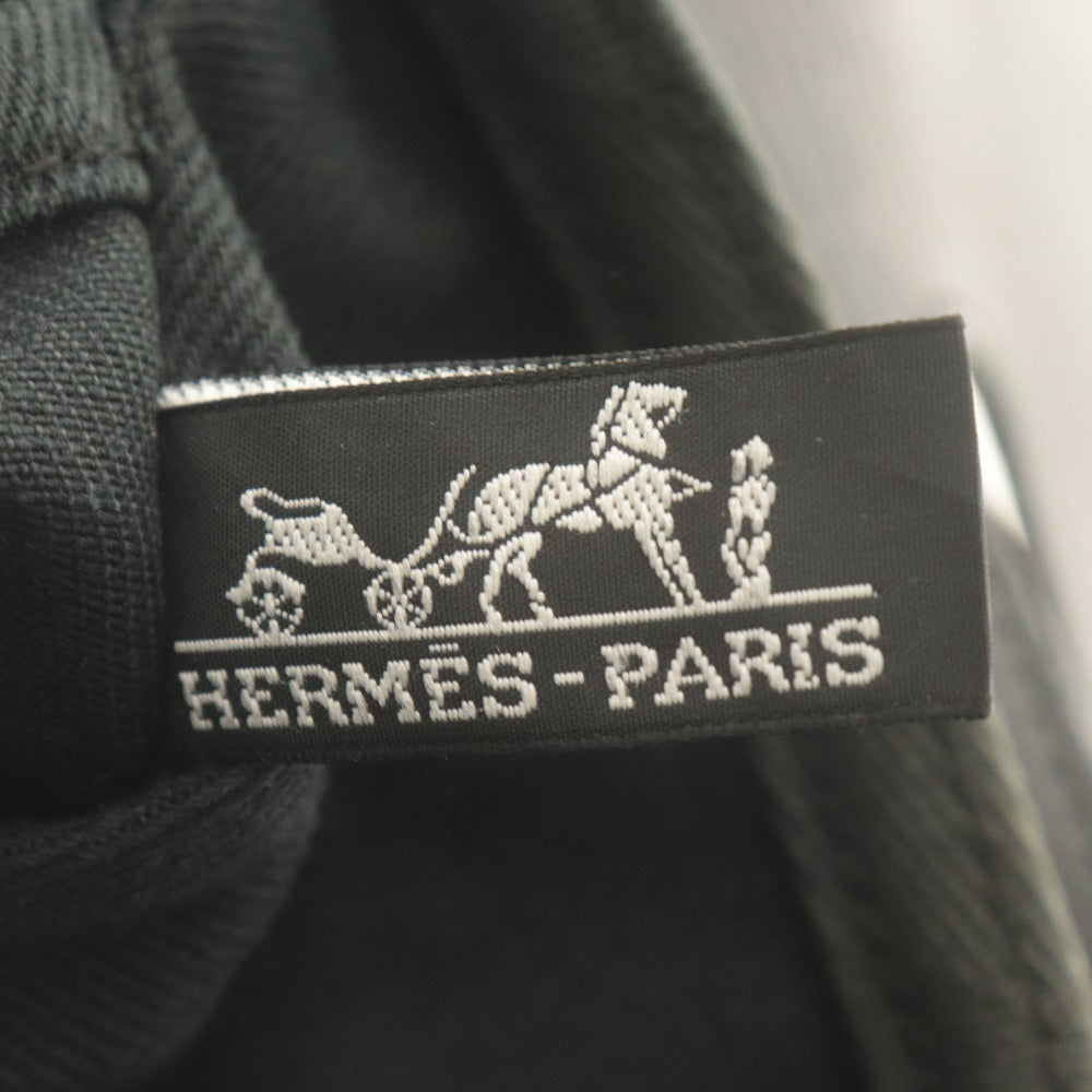 ■ HERMES Hermes Handbag Valparaiso PM Model Bag Tote Canvas Leather Women's Black Gray Khaki Gray No Pouch