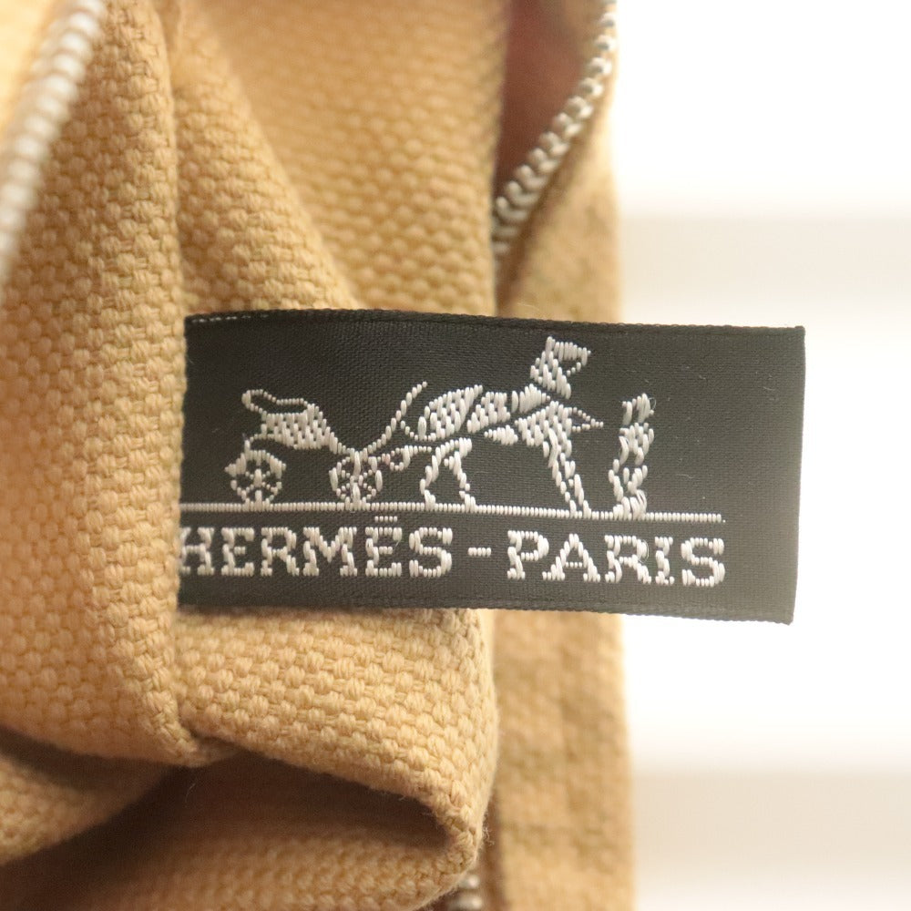 ■ HERMES エルメス トートバッグ ボラボラPM 鞄 ハンド キャンバス セリエボタン レディース ベージュ系 ポーチ付き 訳アリ