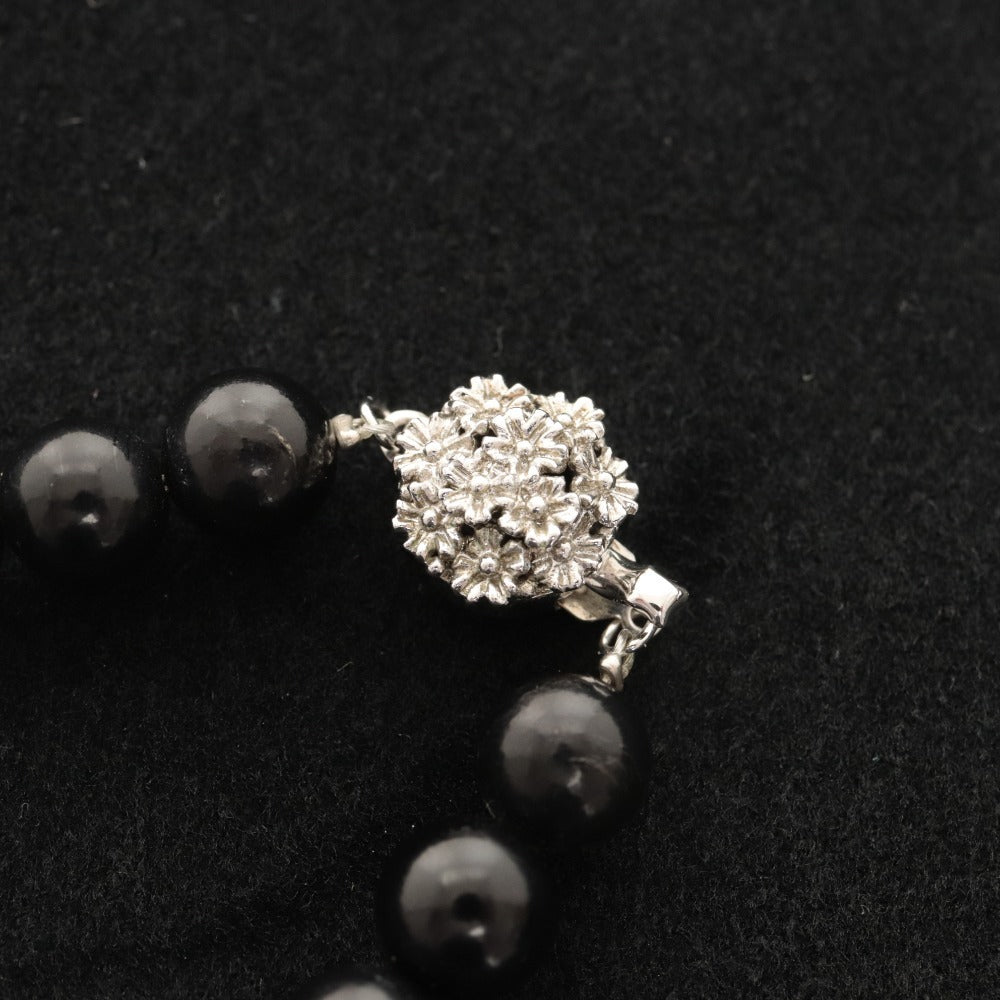 ■ 大丸 黒真珠 ネックレス アクセサリー シルバー金具 23.3g 43cm レディース ブラック 箱付き