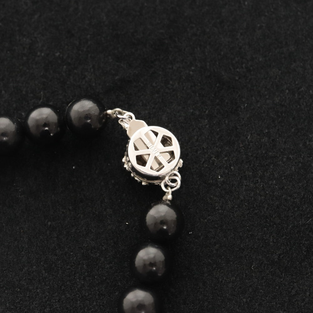 ■ 大丸 黒真珠 ネックレス アクセサリー シルバー金具 23.3g 43cm レディース ブラック 箱付き