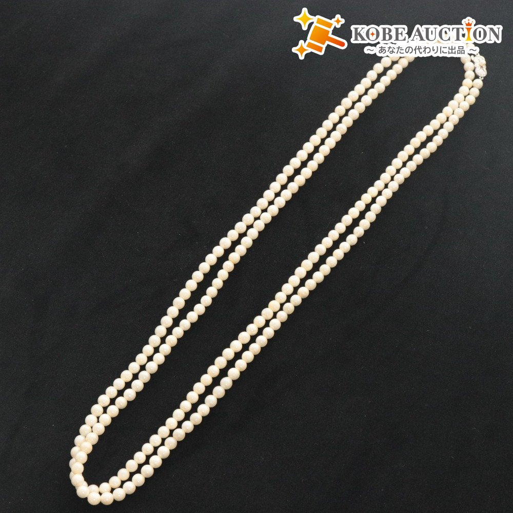 ■ 高島屋 真珠 ネックレス アクセサリー シルバー金具 84.6g 146cm レディース ホワイト 箱付き