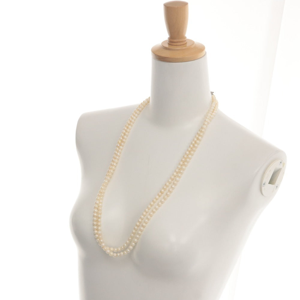 ■ 高島屋 真珠 ネックレス アクセサリー シルバー金具 84.6g 146cm レディース ホワイト 箱付き
