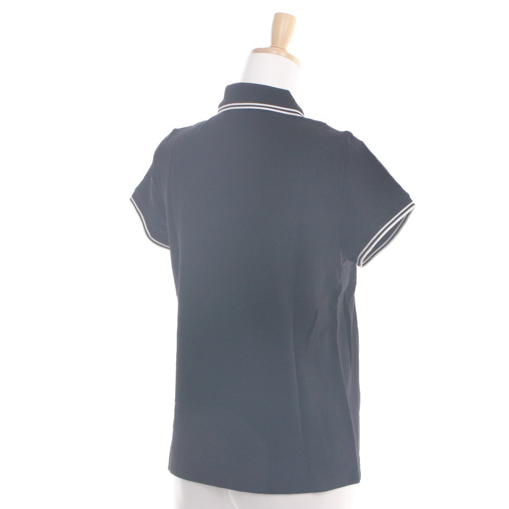 ■ MONCLER モンクレール Tシャツ トップス 半袖 ボタン 襟 ワンポイント レディース メンズ M ブラック タグ付き 未使用