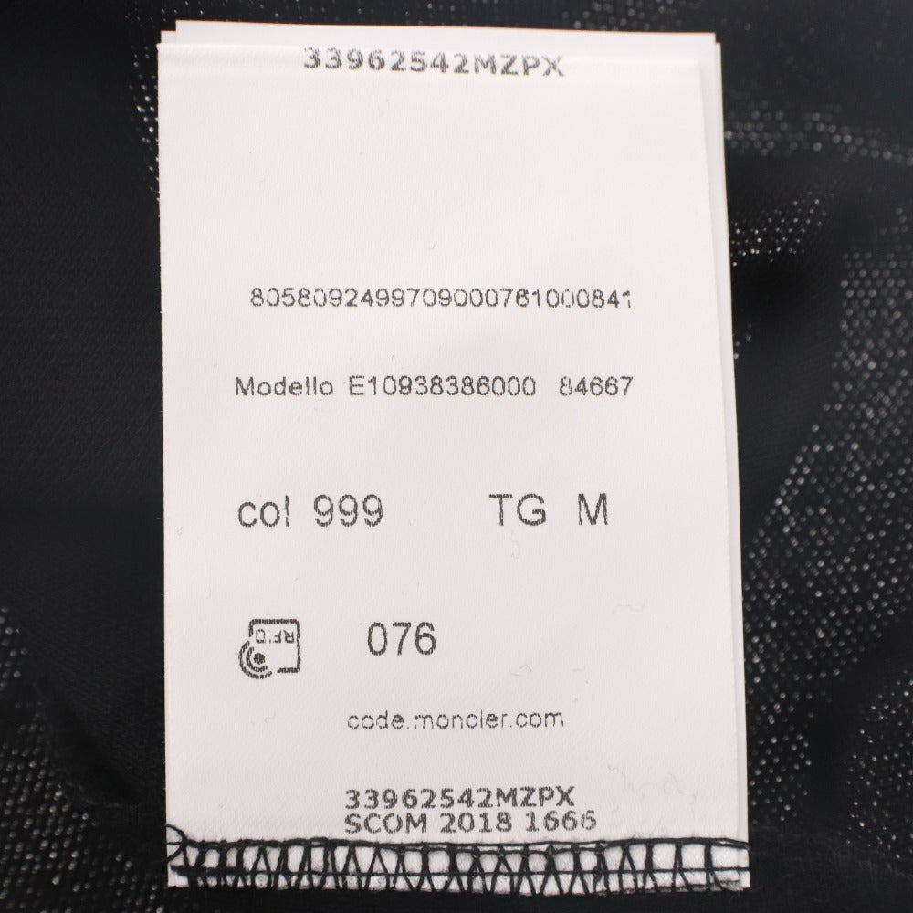 ■ MONCLER モンクレール Tシャツ トップス 半袖 ボタン 襟 ワンポイント レディース メンズ M ブラック タグ付き 未使用