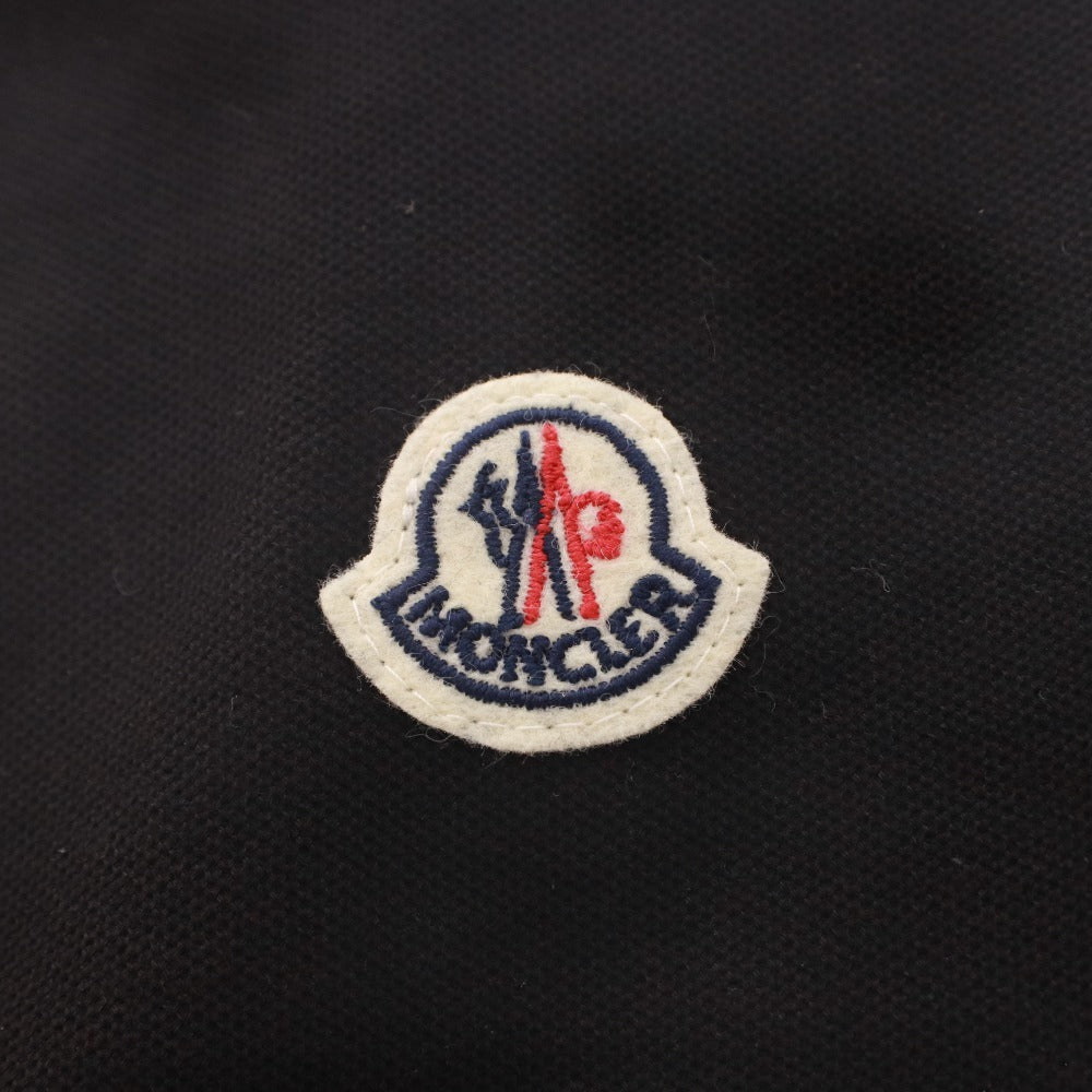 ■ MONCLER モンクレール Tシャツ トップス 半袖 ボタン 襟 ワンポイント レディース メンズ M ブラック タグ付き 未使用