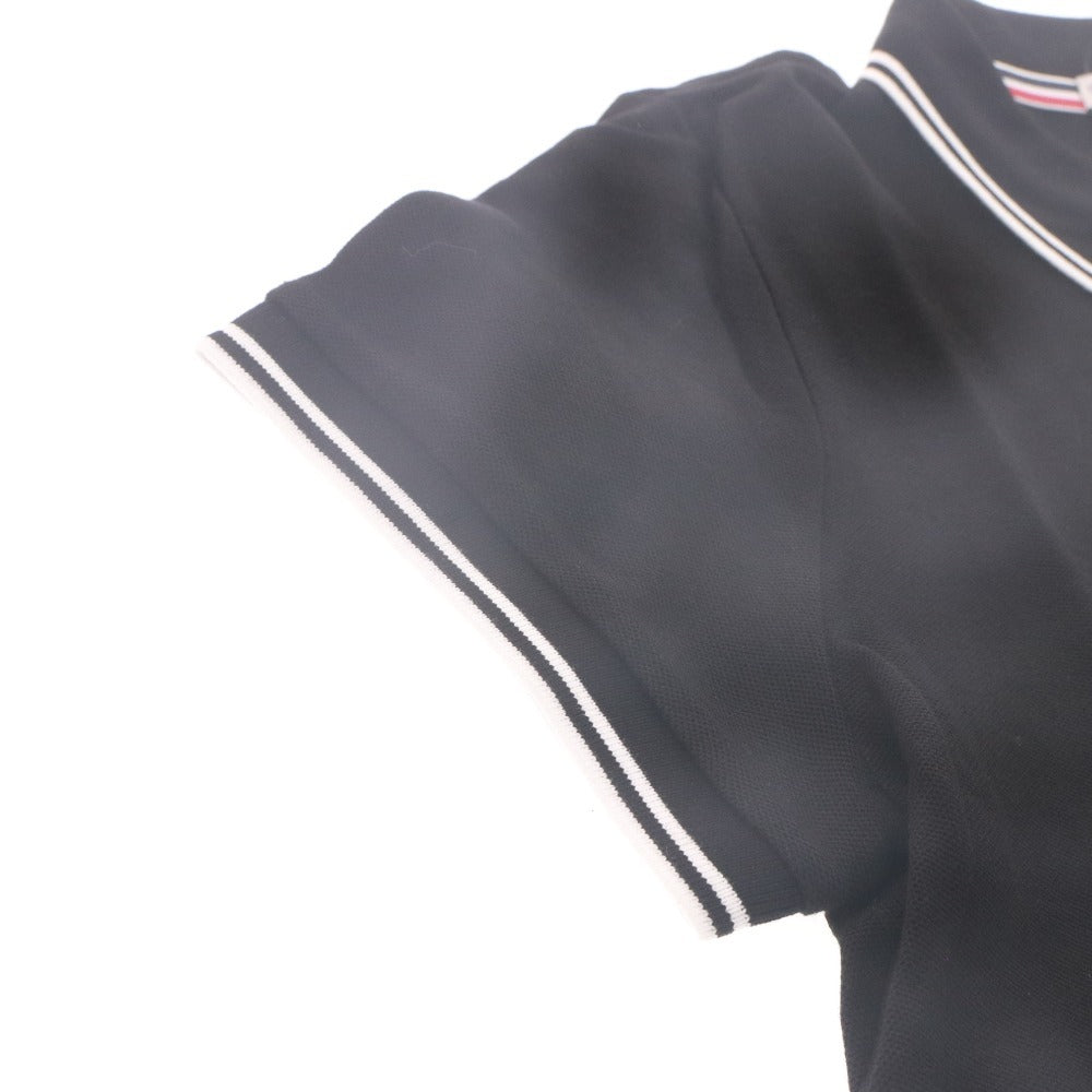■ MONCLER モンクレール Tシャツ トップス 半袖 ボタン 襟 ワンポイント レディース メンズ M ブラック タグ付き 未使用