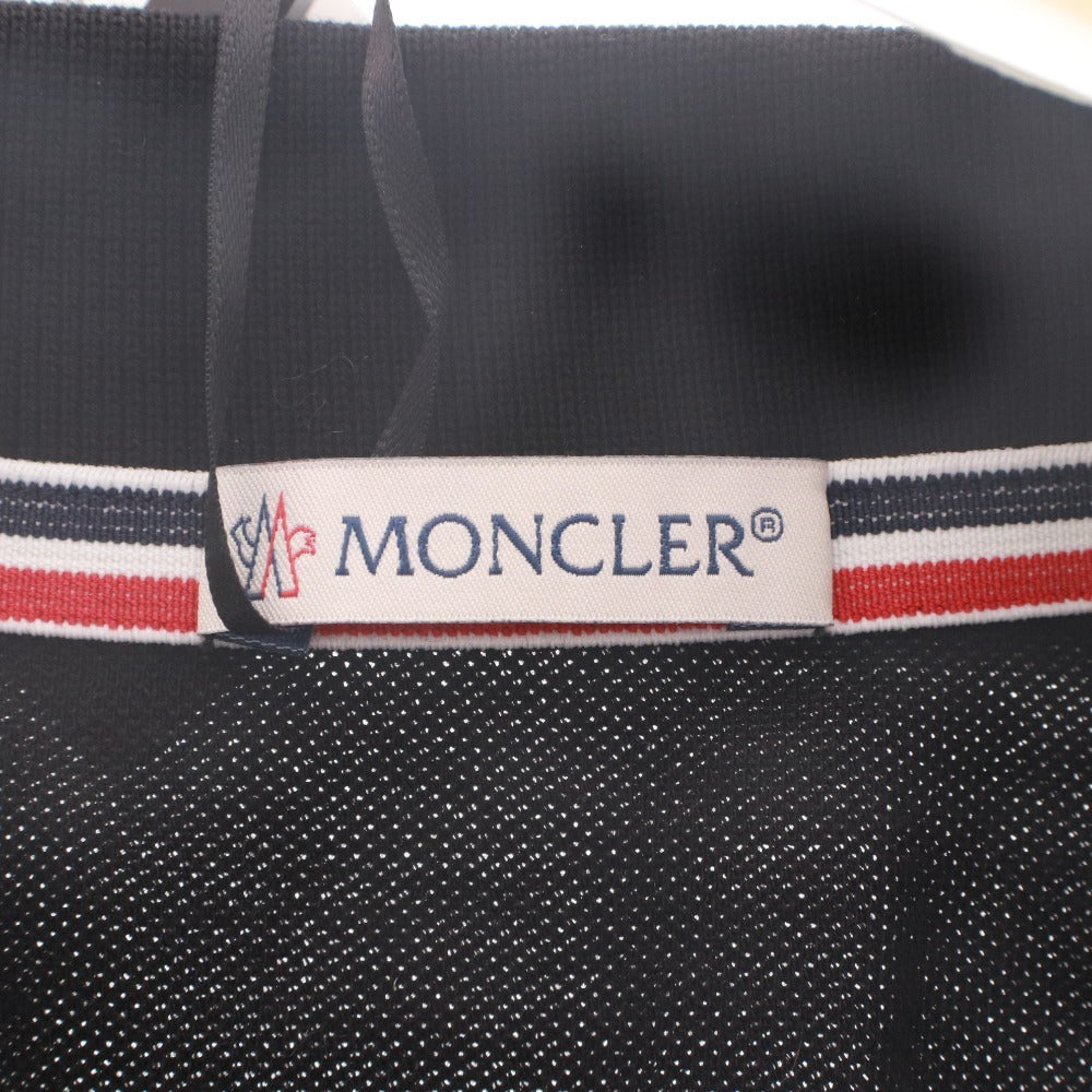 ■ MONCLER モンクレール Tシャツ トップス 半袖 ボタン 襟 ワンポイント レディース メンズ M ブラック タグ付き 未使用