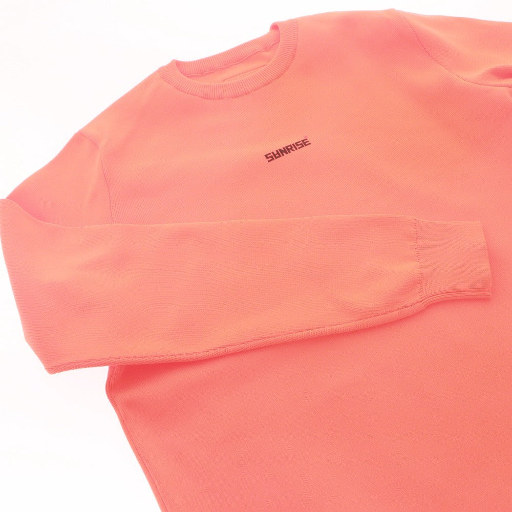 ■ SUNRISE サンライズ Tシャツ 長袖 丸首 トップス ウェア ゴルフ ロゴ 無地 メンズ レディース M オレンジ シール付き