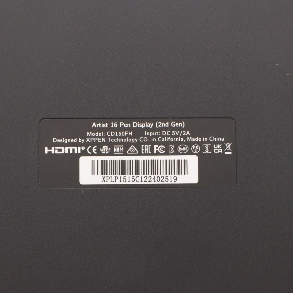 ■ XPPen 液晶ペンタブレット Artist 16 (Gen 2) CD160FH 液タブ DC 5V/2A 15.4インチ 通電確認済み 箱 付属品付き