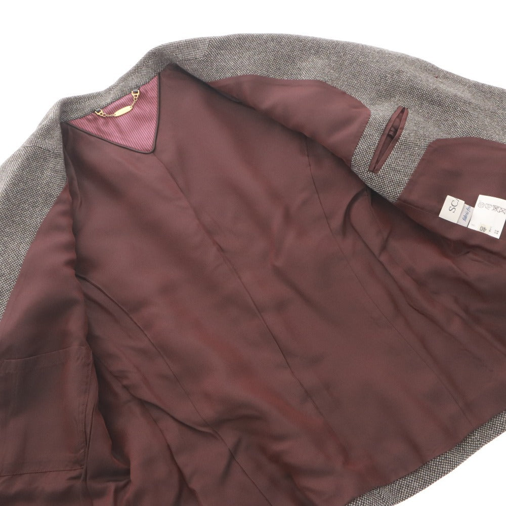 ■ SCAPA スキャパ スーツ セットアップ ジャケット スカート ボタン ポケット ファスナー レディース 40 カーキグレー系