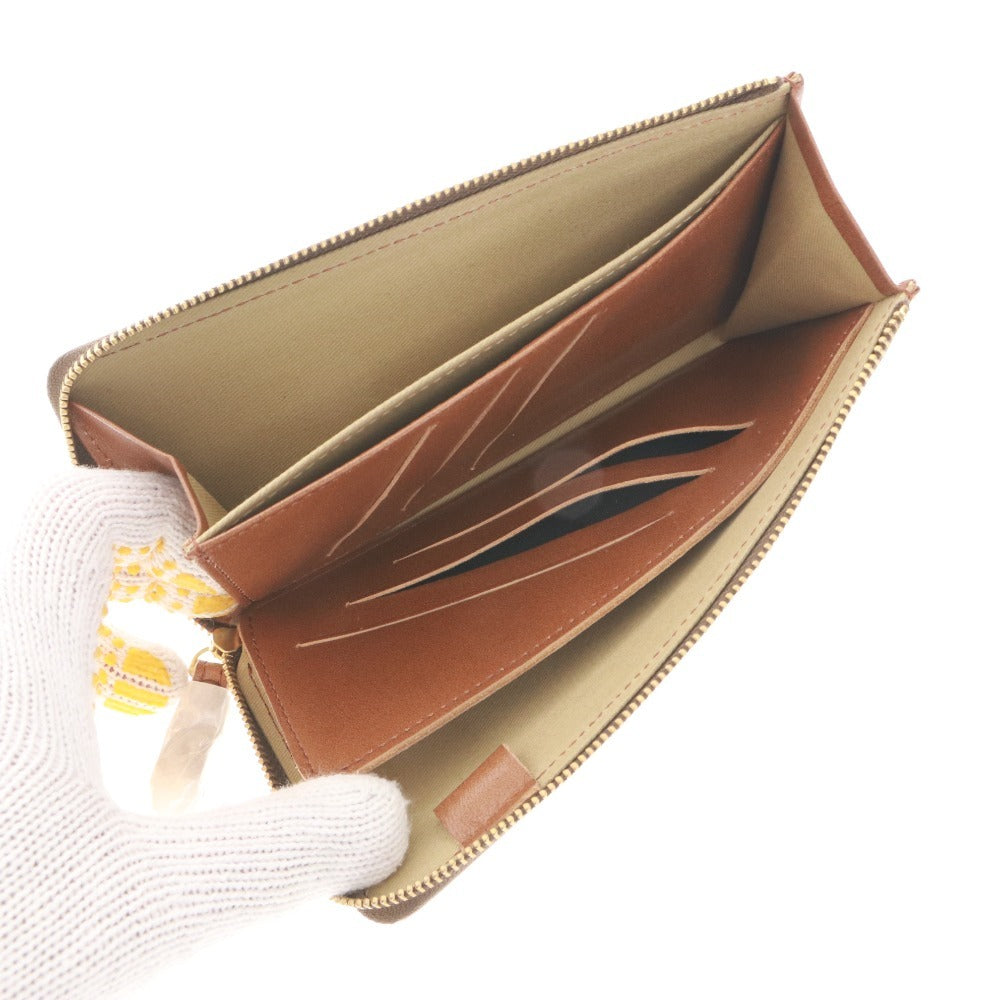 ■ CLEDRAN クレドラン 長財布 ウォレット L字ファスナー 小銭入れ 札入れ メンズ レディース ライトブラウン系 箱 袋付き 未使用