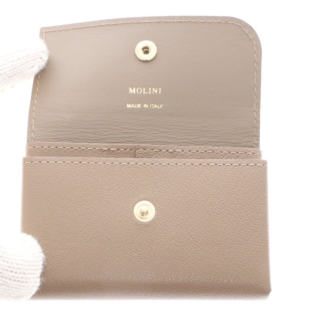 ■ MOLINI モリニ ミニ ウォレット 財布 小銭入れ コインケース カードケース イタリア製 レディース ベージュ系 箱付き