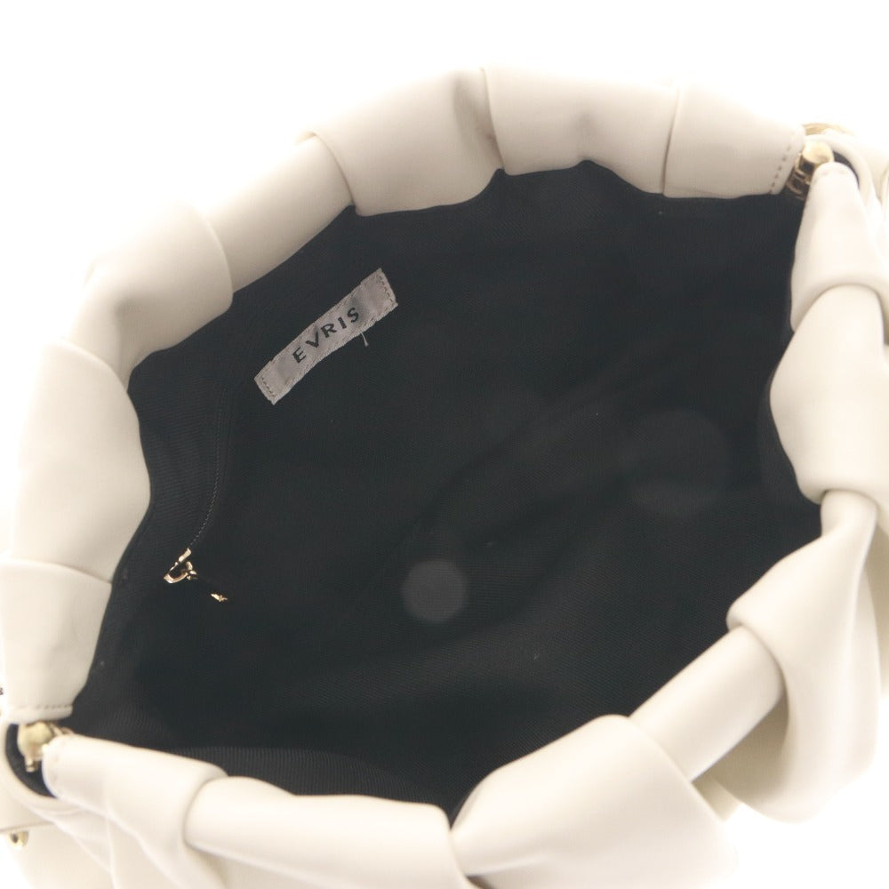 ■ EVRIS エヴリス ハンドバッグ ショルダーバッグ 鞄 ファスナーポケット ゴールド金具 金具 レディース アイボリー系