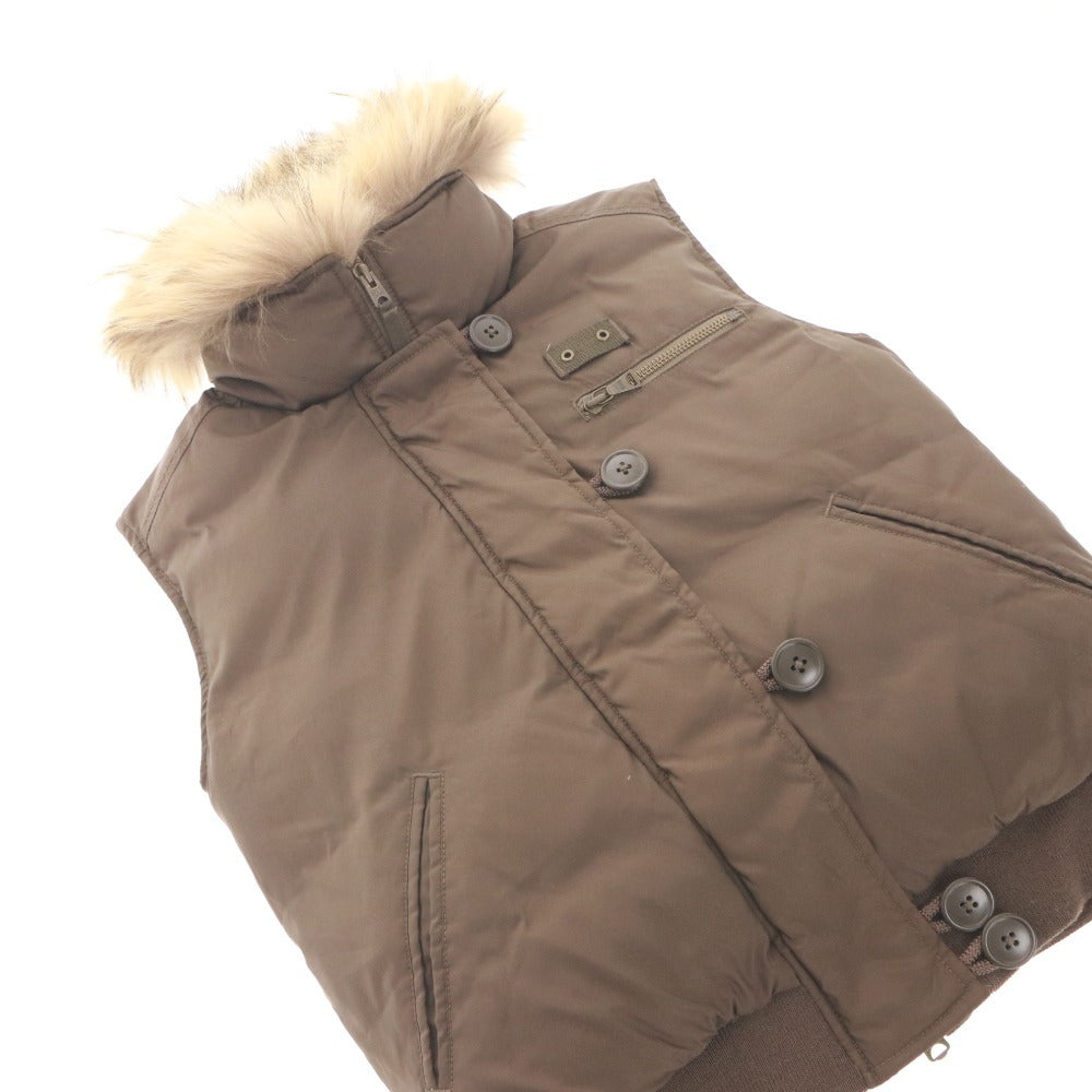 ■ RALPHLAUREN ラルフローレン ダウンベスト アウター ファスナー ポケット ボタン レディース 7 ブラウン系