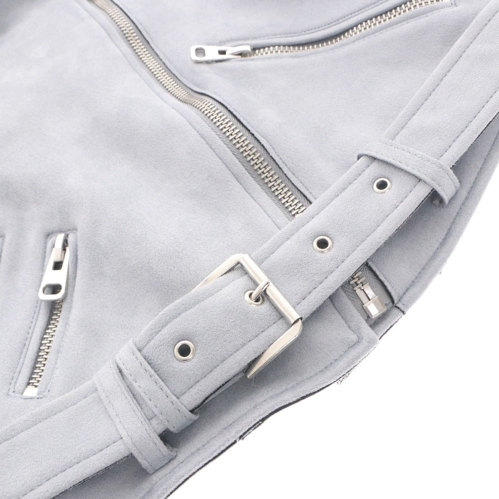 ■ ZARA ザラ ライダース コート ジャケット アウター ファスナー ベルト ポケット レディース M ライトブルー系