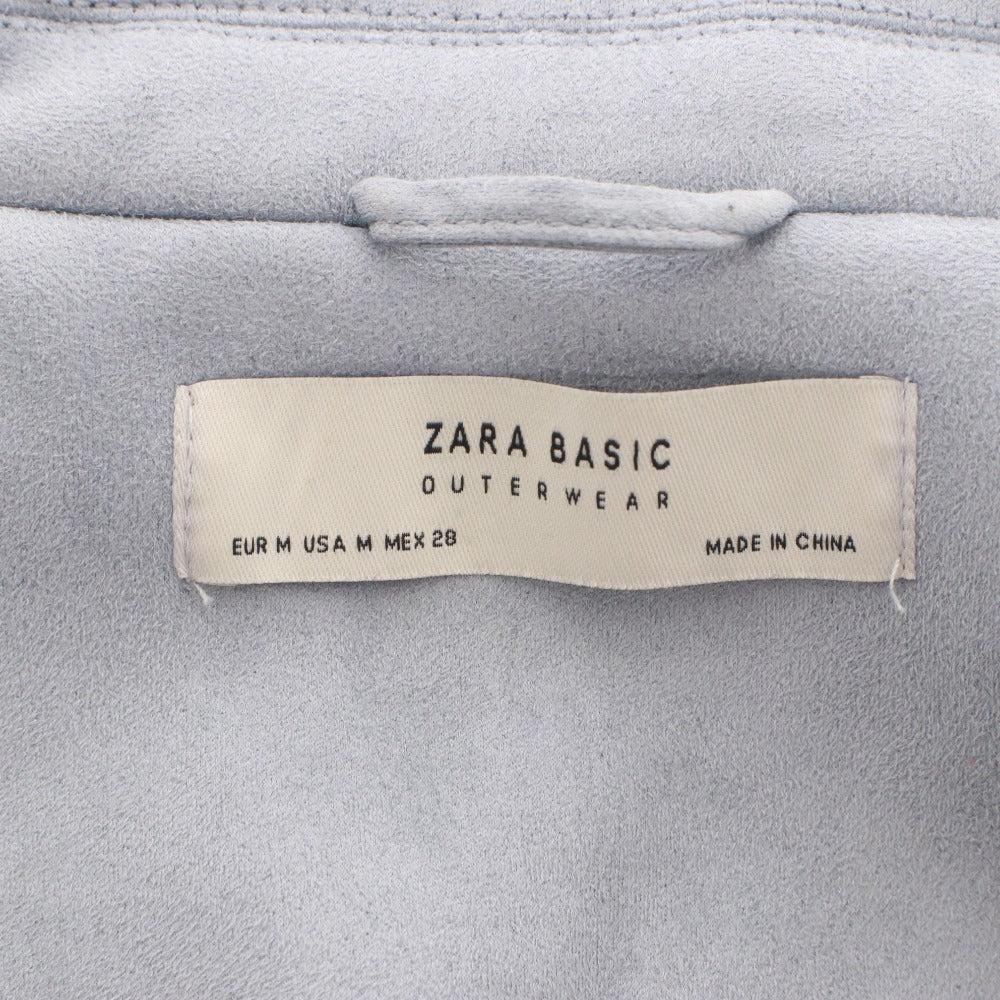■ ZARA ザラ ライダース コート ジャケット アウター ファスナー ベルト ポケット レディース M ライトブルー系