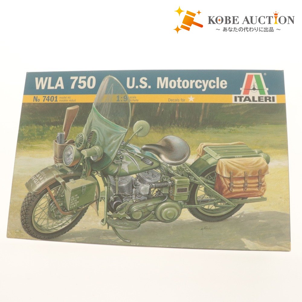 ■ ITALERI イタレリ プラモデル 1/9 WW.II アメリカ陸軍 軍用バイク WLA 750 U.S. Motorcycle No.7401 付属品付き 未組立 未開封 未使用