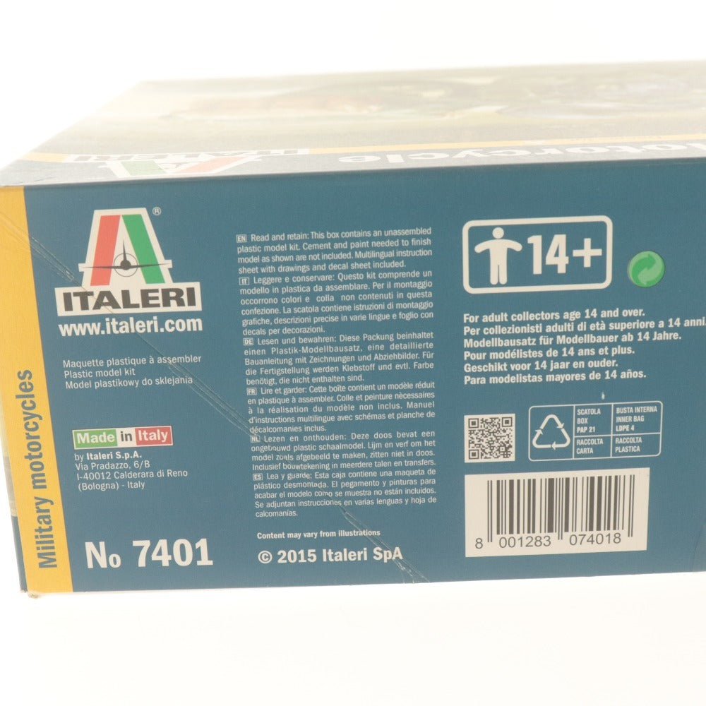 ■ ITALERI イタレリ プラモデル 1/9 WW.II アメリカ陸軍 軍用バイク WLA 750 U.S. Motorcycle No.7401 付属品付き 未組立 未開封 未使用