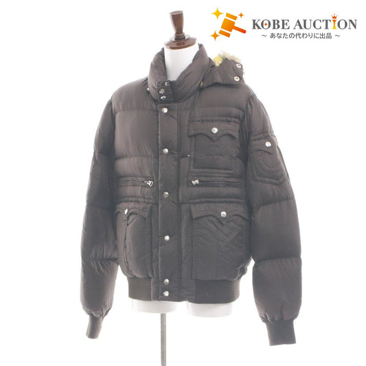 ■ TRUE RELIGION トゥルーレリジョン ダウンジャケット アウター ファスナー ポケット フード メンズ XL ダークブラウン系