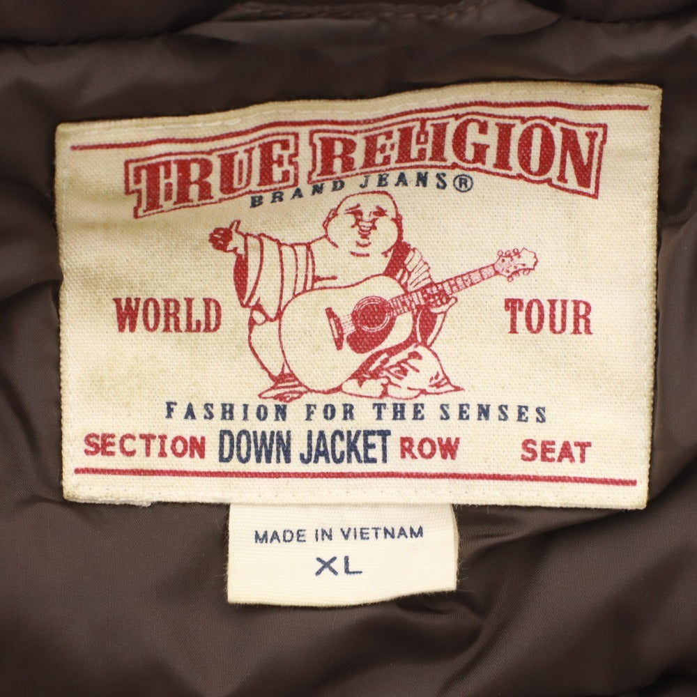 ■ TRUE RELIGION トゥルーレリジョン ダウンジャケット アウター ファスナー ポケット フード メンズ XL ダークブラウン系
