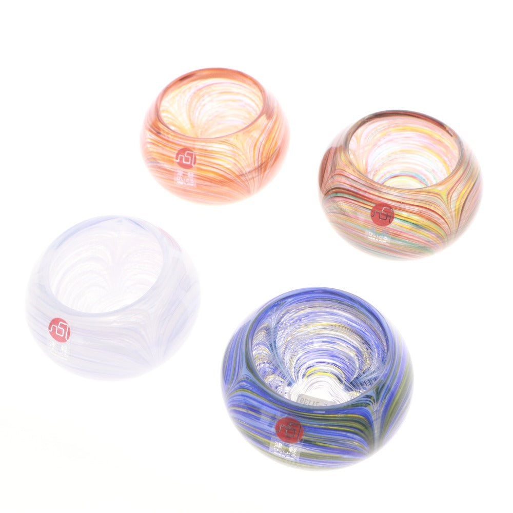■ 北洋硝子 津軽びいどろ 4個セット まとめ売り 色ガラス 伝統工芸品 小鉢 ガラスボウル 食器