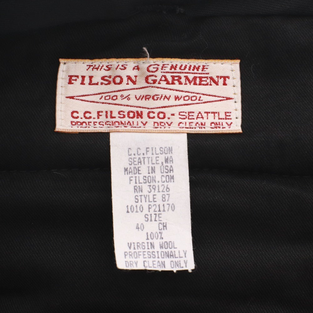 ■ FILSON フィルソン パンツ ボトムス GARMENT ファスナー ポケット バージンウール メンズ 40 ブラック