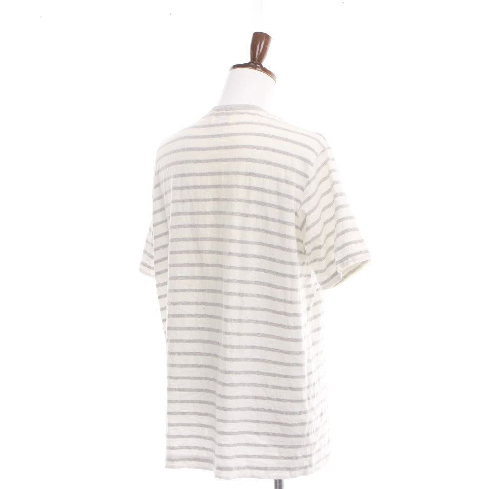 ■ SINA COVA T-shirt Short Sleeve Top Henley Neck Marine Style Print Patch Border Men's LL White Gray