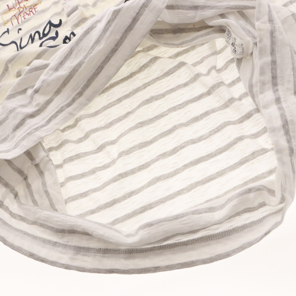 ■ SINA COVA T-shirt Short Sleeve Top Henley Neck Marine Style Print Patch Border Men's LL White Gray