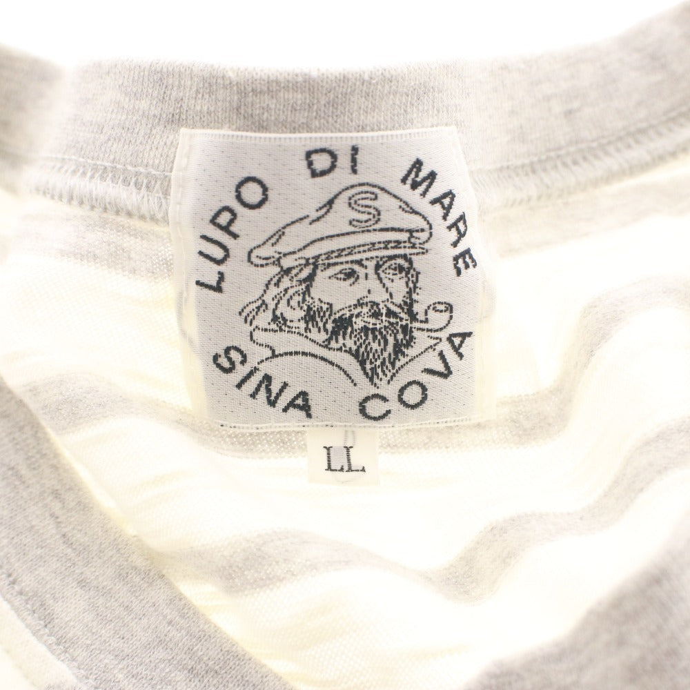 ■ SINA COVA T-shirt Short Sleeve Top Henley Neck Marine Style Print Patch Border Men's LL White Gray