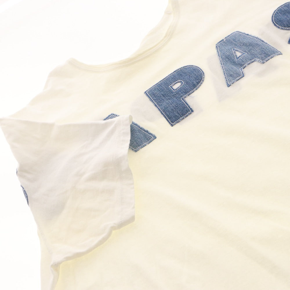 ■ PAPAS パパス Tシャツ 半袖 トップス ワッペン デニム コットン メンズ LL ホワイト