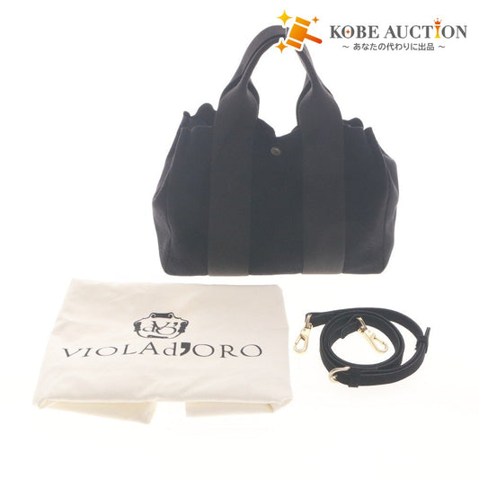 ■ VIOLAd'ORO ヴィオラドーロ ハンドバッグ ショルダーバッグ 鞄 2way クロスショルダー レディース ブラック 袋付き