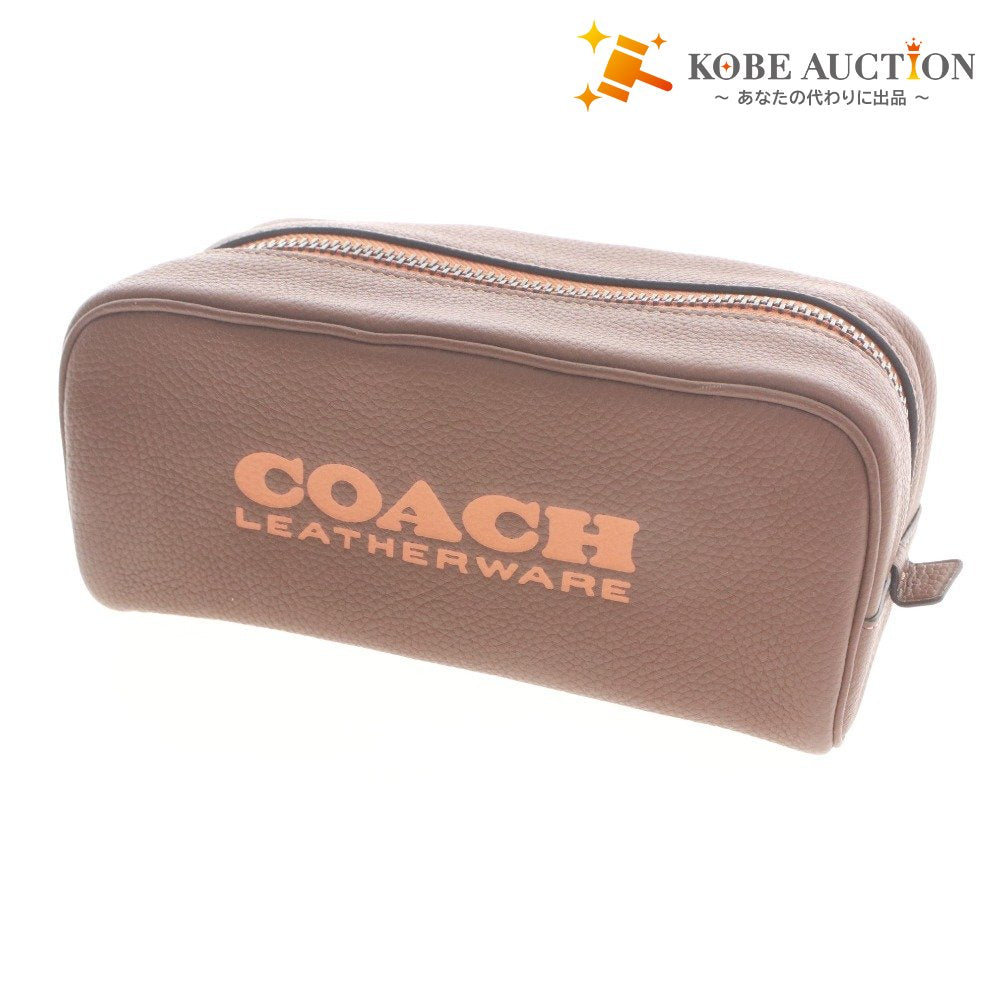 ■ COACH コーチ ポーチ 鞄 N2 H2161-C6738 ロゴ ファスナー 小物入れ レディース ライトブラウン系 未使用