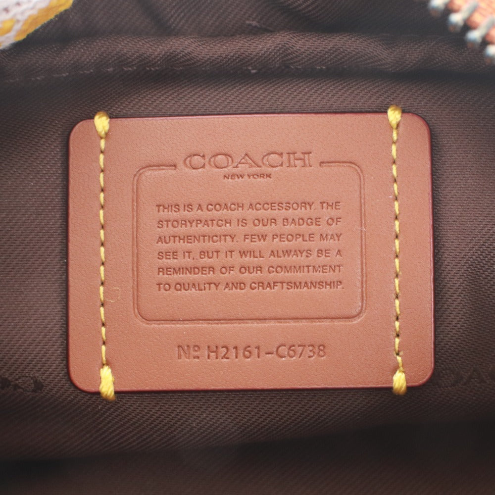■ COACH コーチ ポーチ 鞄 N2 H2161-C6738 ロゴ ファスナー 小物入れ レディース ライトブラウン系 未使用