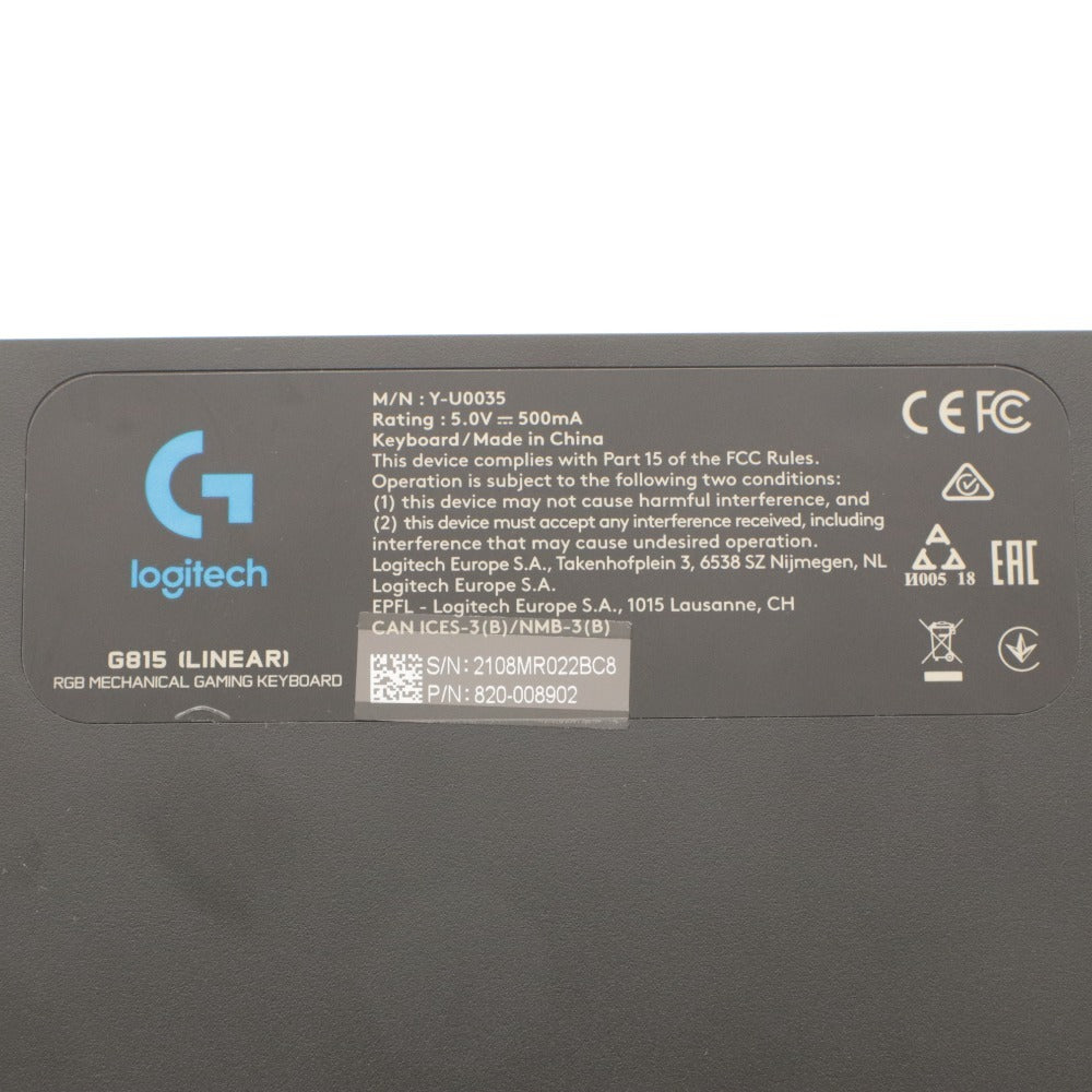 ■ Logicool Keyboard G815 Wired Low-Profile Mechanical Gaming Linear (Equivalent to Red Switch), Power Confirmed