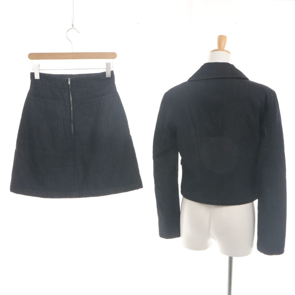 ■ CLANE シャツジャケット ショートスカート セットアップ PADDED DENIM 長袖 アウター トップス レディース 2,1 (M相当) ダークネイビー
